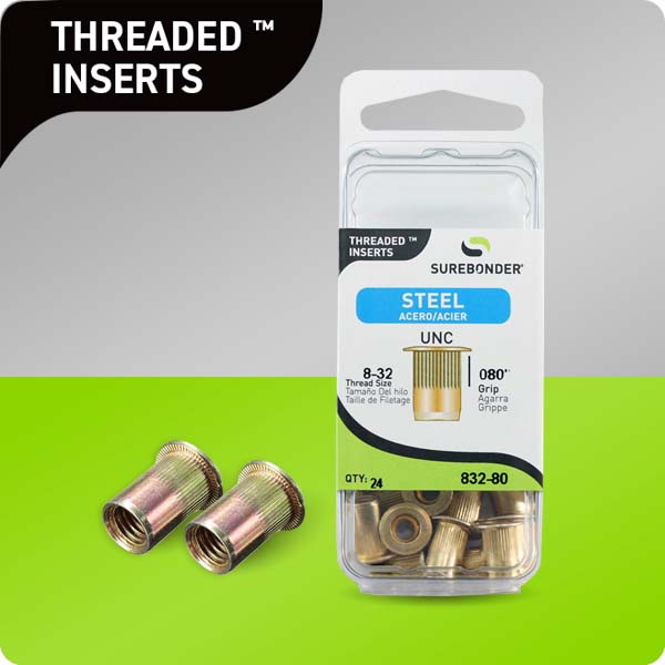 Shop a range of sizes and quantities of threaded inserts