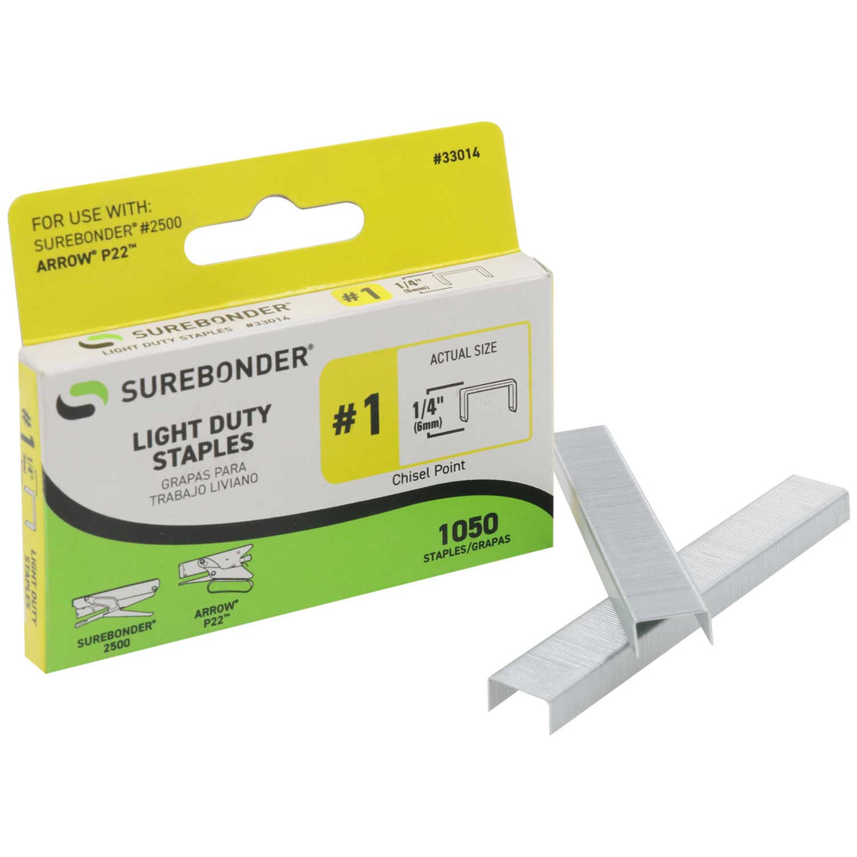 33014 #1 Light Duty Staples - 1/4" Length - 1050/box, 5 Pack - Surebonder