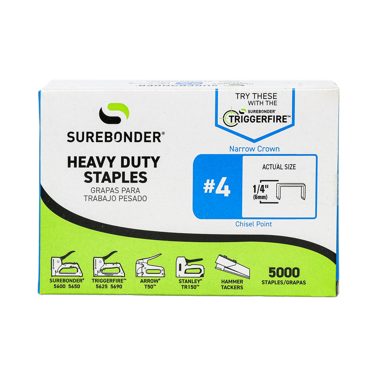 1/4" Heavy Duty Narrow Crown Staples - 5000 Count | #4 Series
