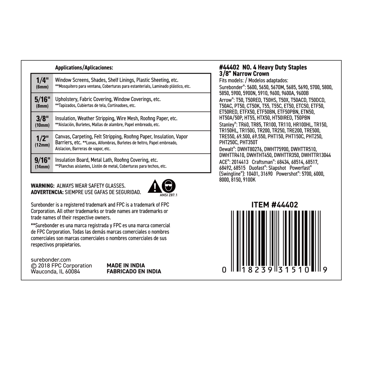 #4 Heavy Duty Narrow Crown Staples - 3/8" - 5000 ct. - Surebonder