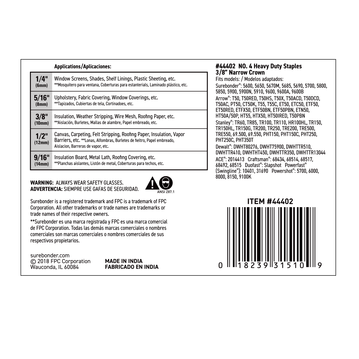 #4 Heavy Duty Narrow Crown Staples - 3/8" - 5000 ct. - Surebonder