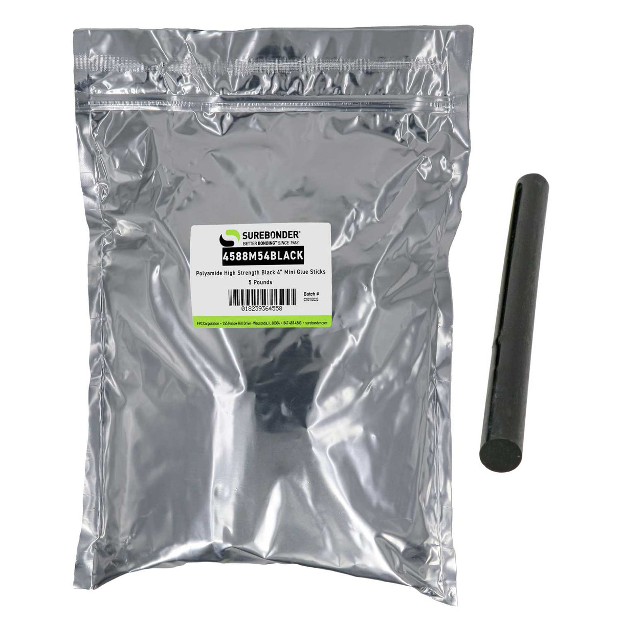 4588M54BLACK Mini Size 4" Polyamide High Strength Black Hot Glue Stick 5 lb Box