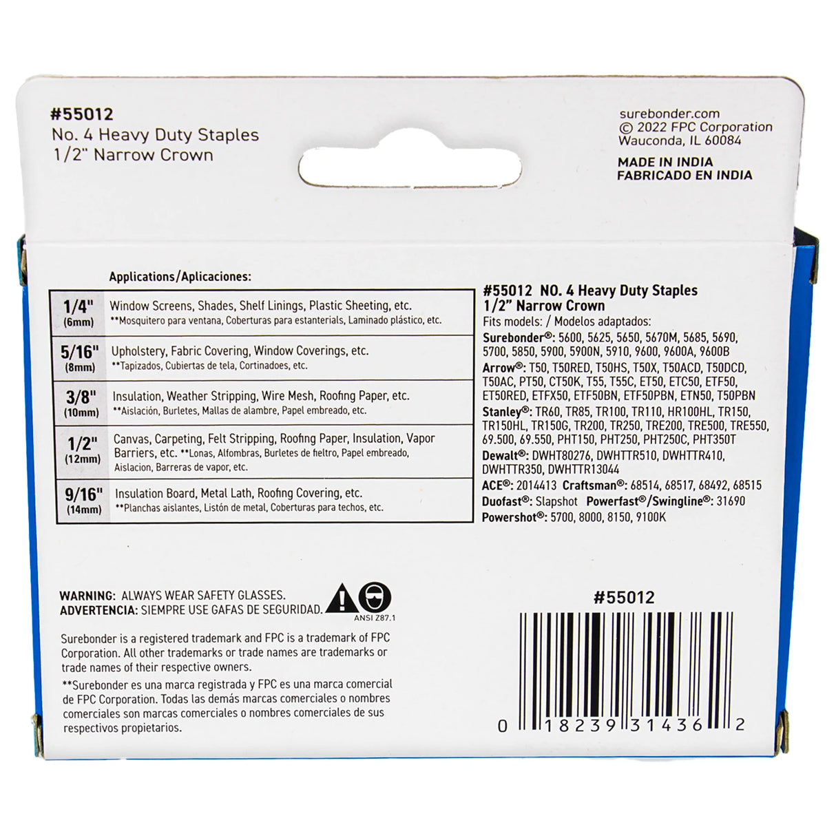 1/2" Heavy Duty Narrow Crown Staples - 1250 Count | #4 Series