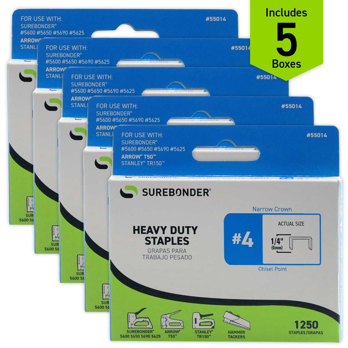 1/4" Heavy Duty Narrow Crown Staples - 6250 Count | #4 Series