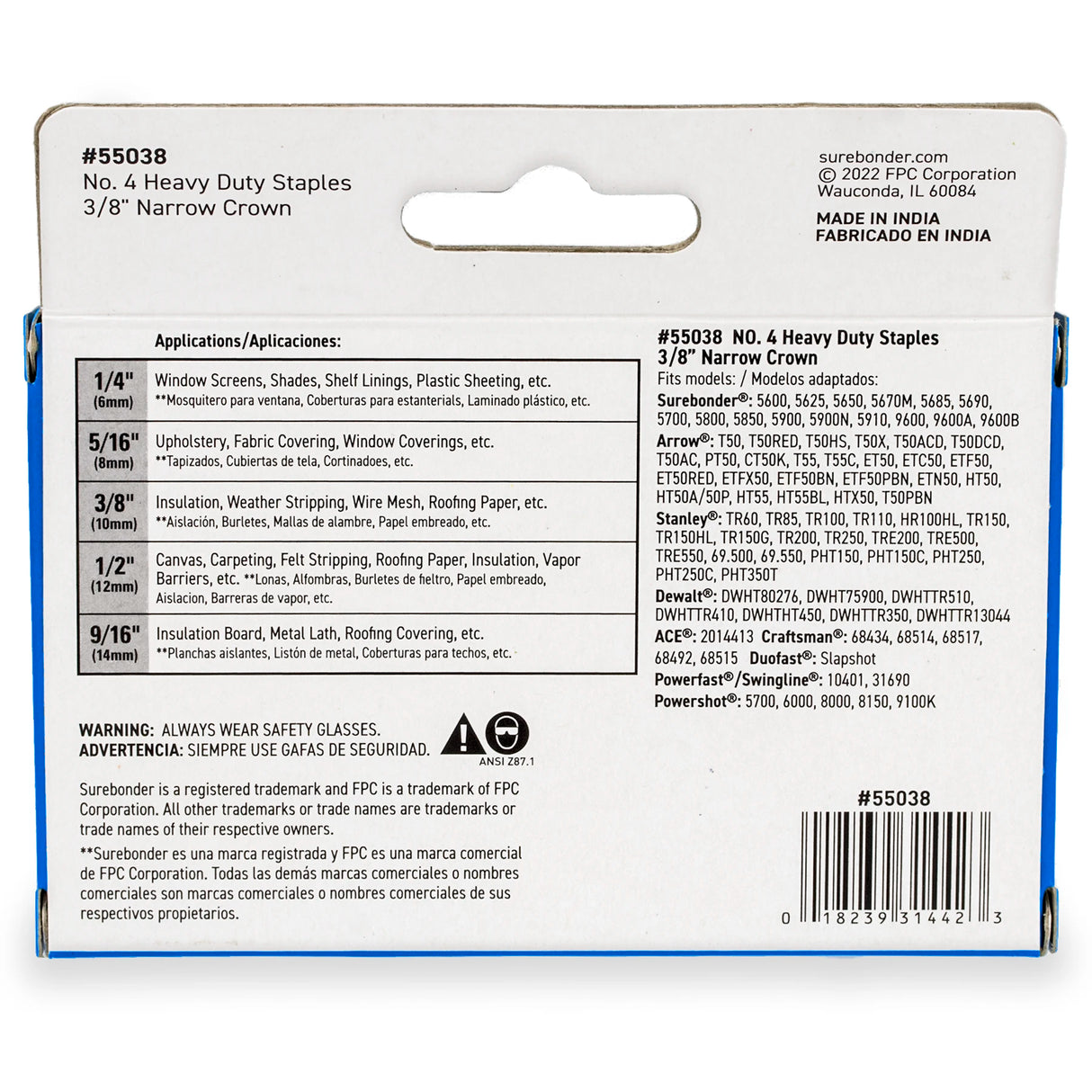 3/8" Heavy Duty Narrow Crown Staples - 1250 Count | #4 Series