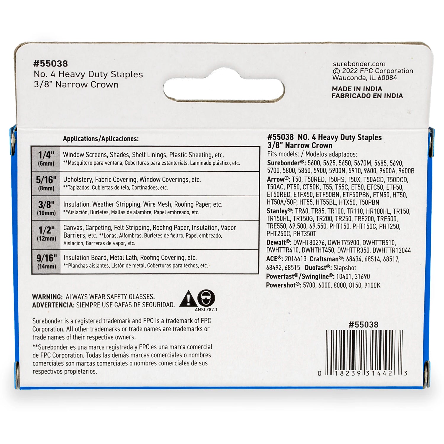 3/8" Heavy Duty Narrow Crown Staples - 1250 Count | #4 Series