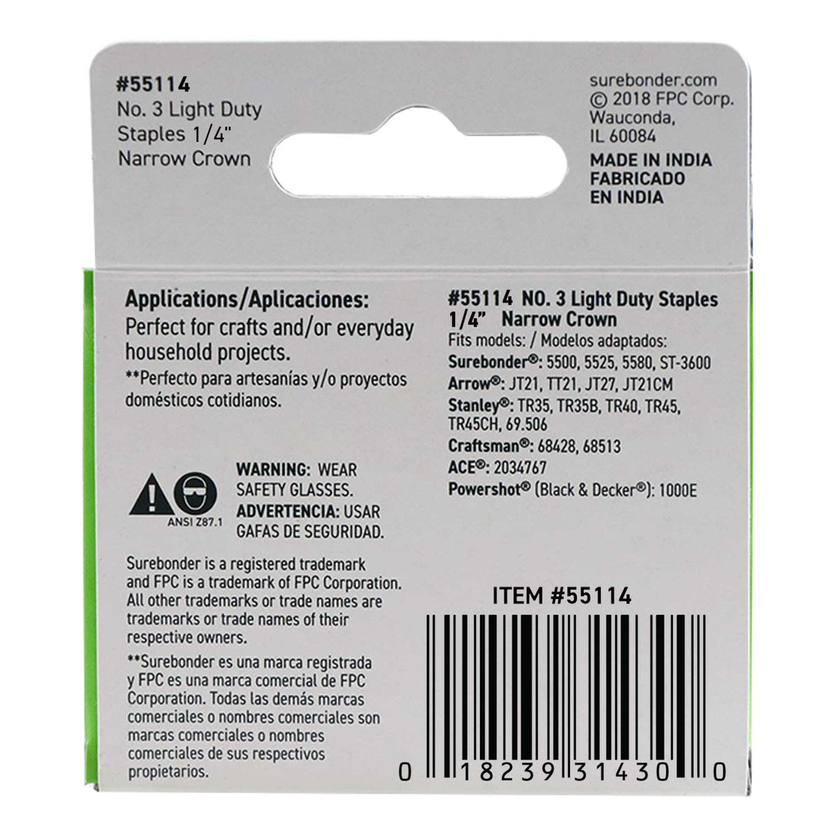 55114 #3 Light Duty Narrow Crown Staples - 1/4" Length - 1000/box, 5 Pack - Surebonder