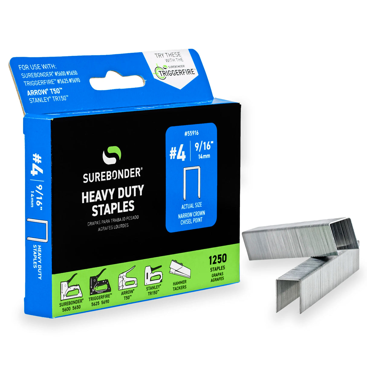 9/16" Heavy Duty Narrow Crown Staples - 1250 Count | #4 Series