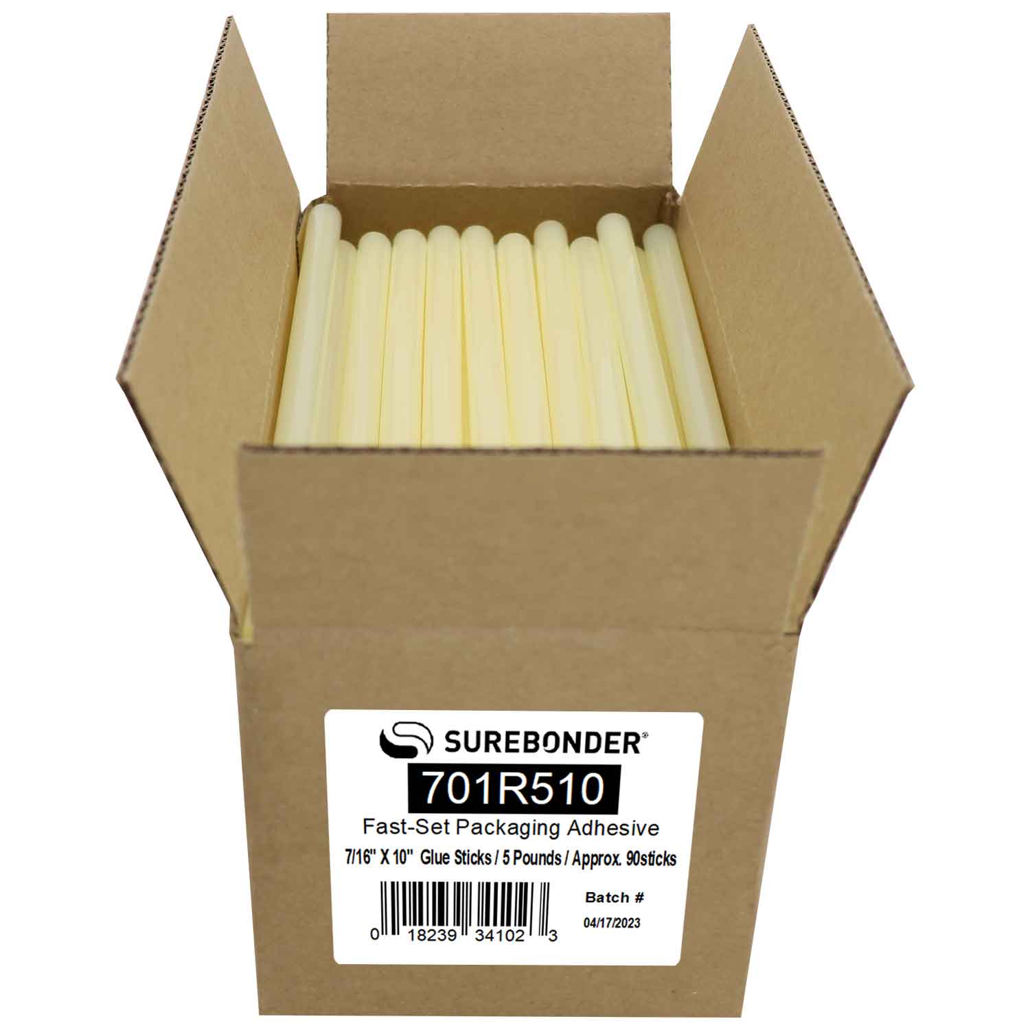 701R510 Full Size 10 Fast Set Hot Glue Stick - 5 lb Box – Surebonder