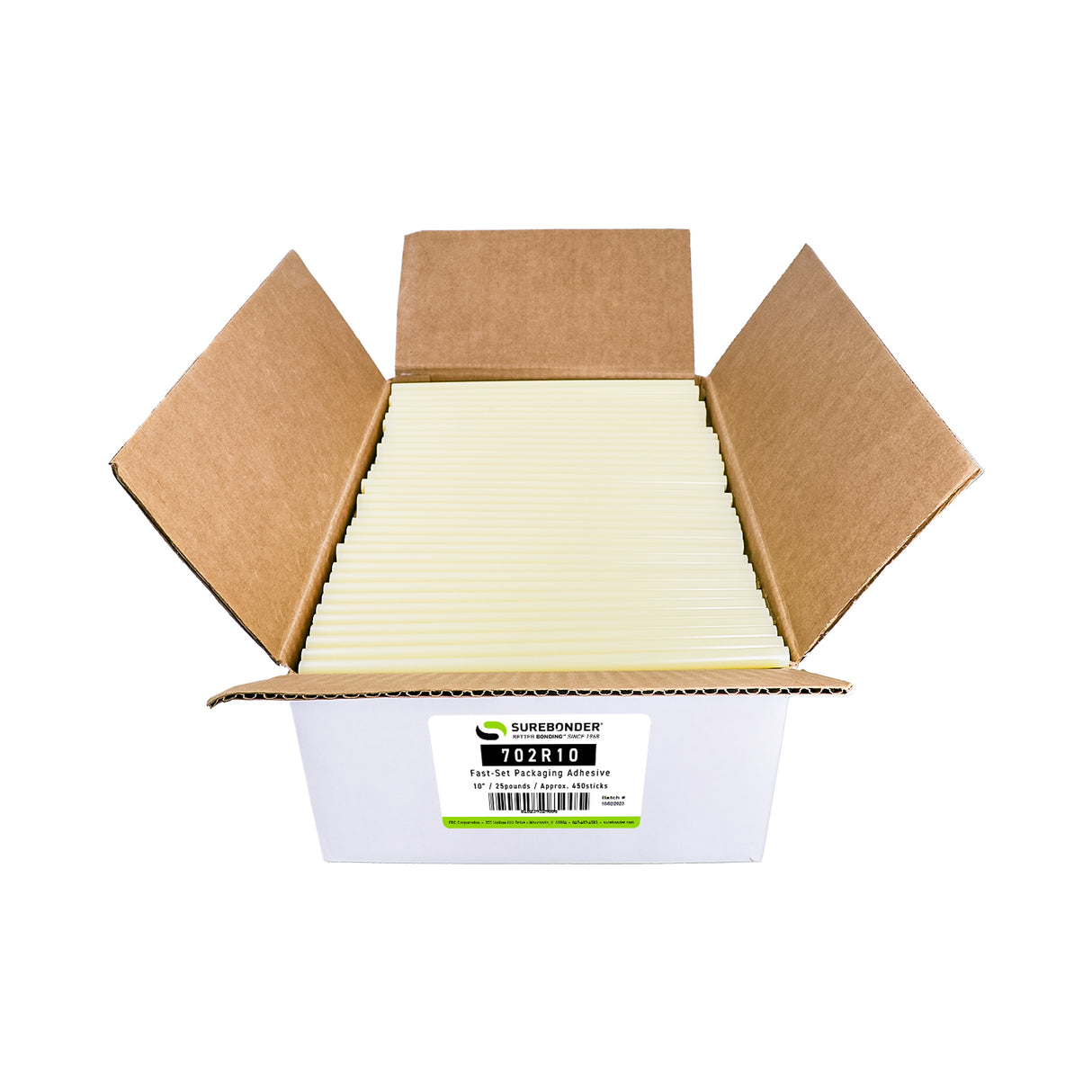 702R10 Very Fast Set Hot Glue Sticks - 7/16" x 10" | 25 lb box