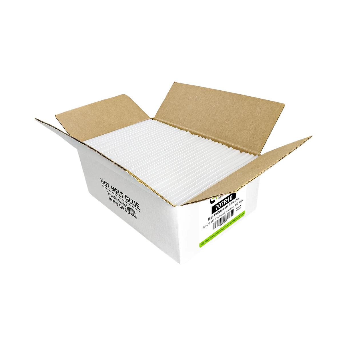 707R10 High Performance Hot Melt Glue Sticks - 7/16" x 10" | 25 lb box