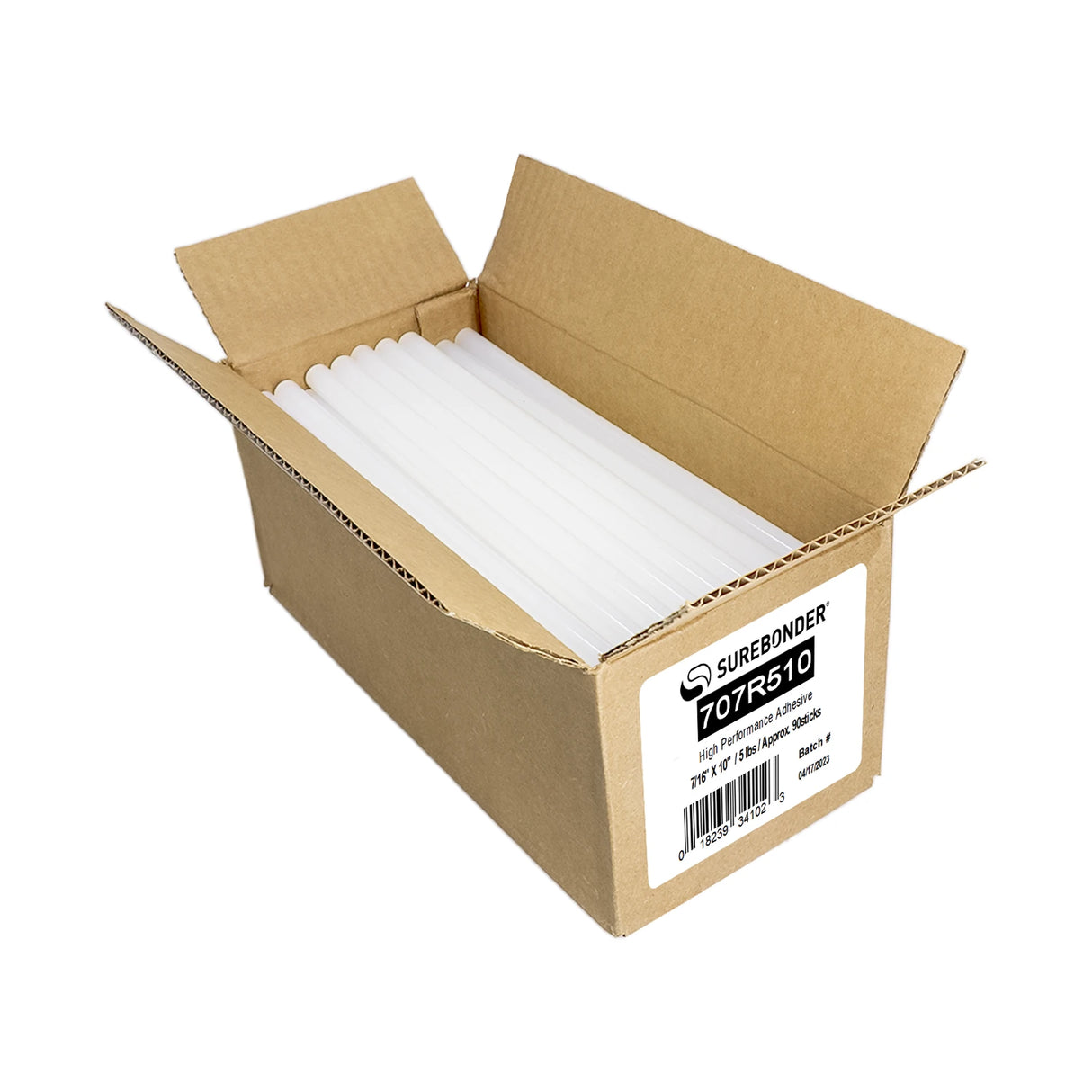 707R510 High Performance Hot Melt Glue Sticks - 7/16" x 10" | 5 lb Box