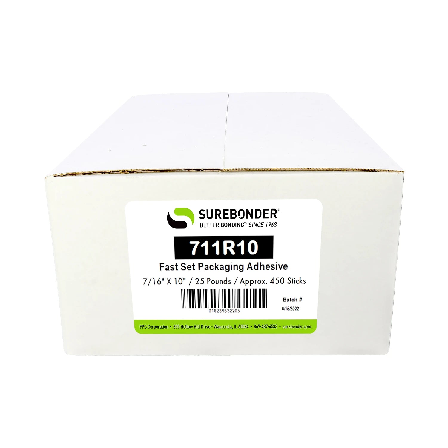 711R10 Fast Set Packaging Hot Glue Sticks - 7/16" x 10" | 25 lb Box