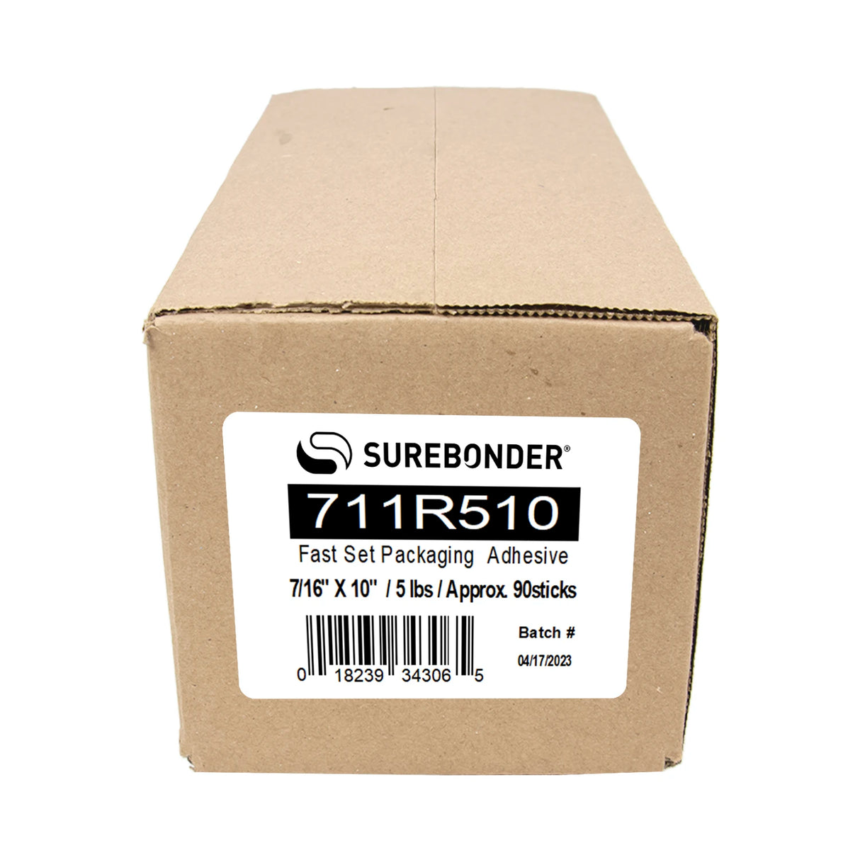 711R510 Fast Set Packaging Hot Melt Glue Sticks - 7/16" x 10" | 5 lb Box