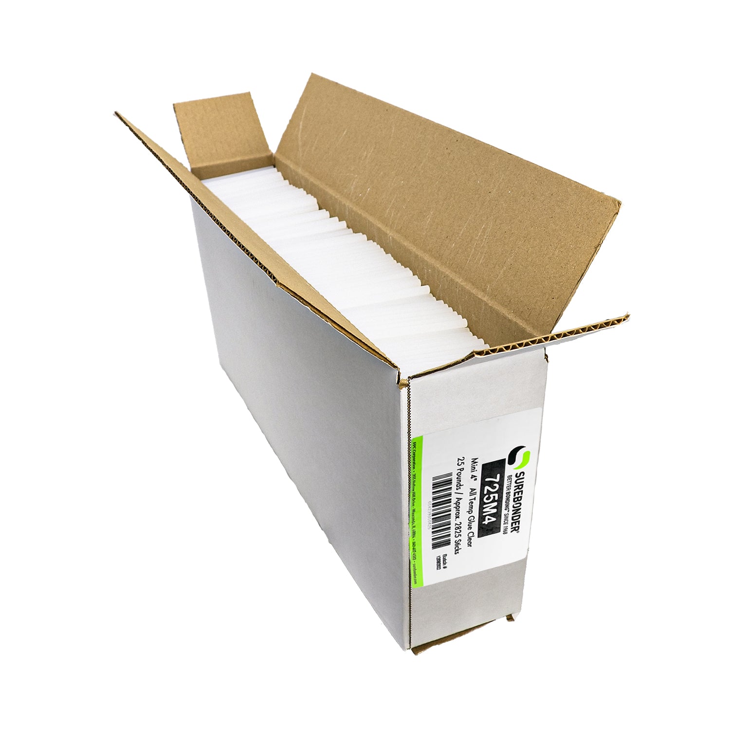 725M4 General Purpose All Temperature Hot Melt Glue Sticks - 5/16" x 4" | 25 Lb Box - Surebonder