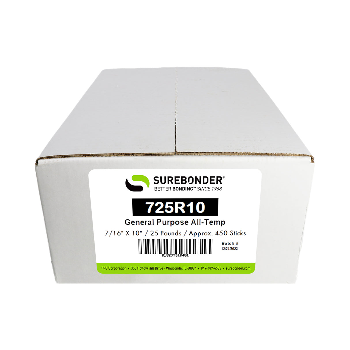 725R10 General Purpose All Temperature Hot Melt Glue Sticks - 7/16" x 10" | 25 lb box