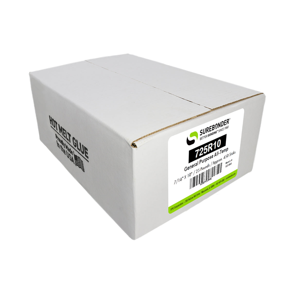 725R10 General Purpose All Temperature Hot Melt Glue Sticks - 7/16" x 10" | 25 lb box