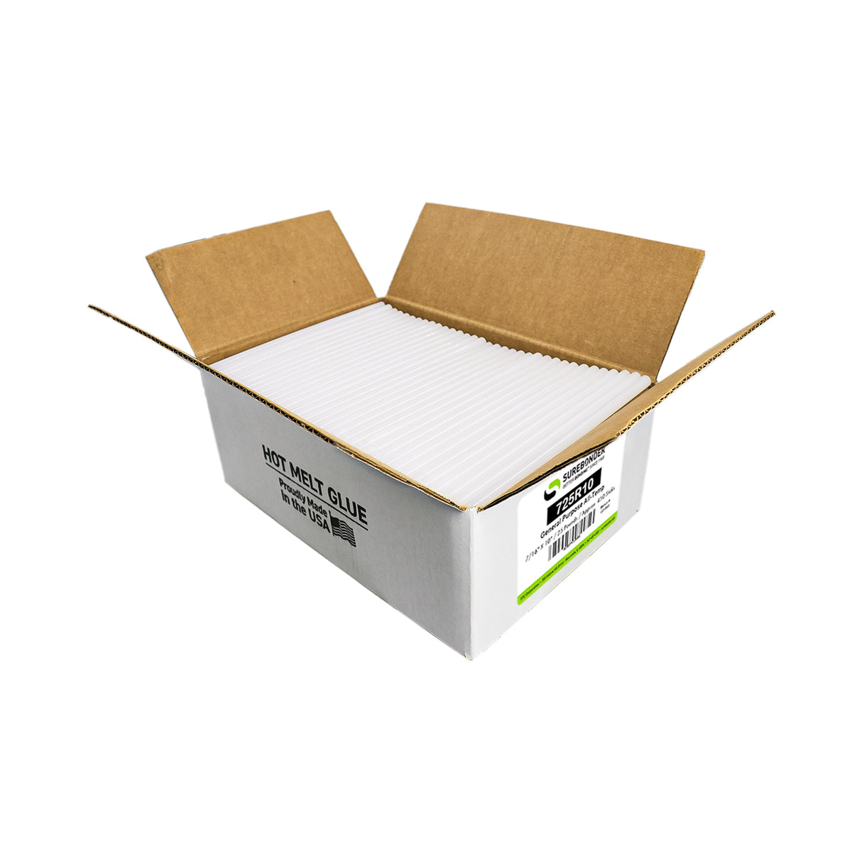 725R10 General Purpose All Temperature Hot Melt Glue Sticks - 7/16" x 10" | 25 lb box
