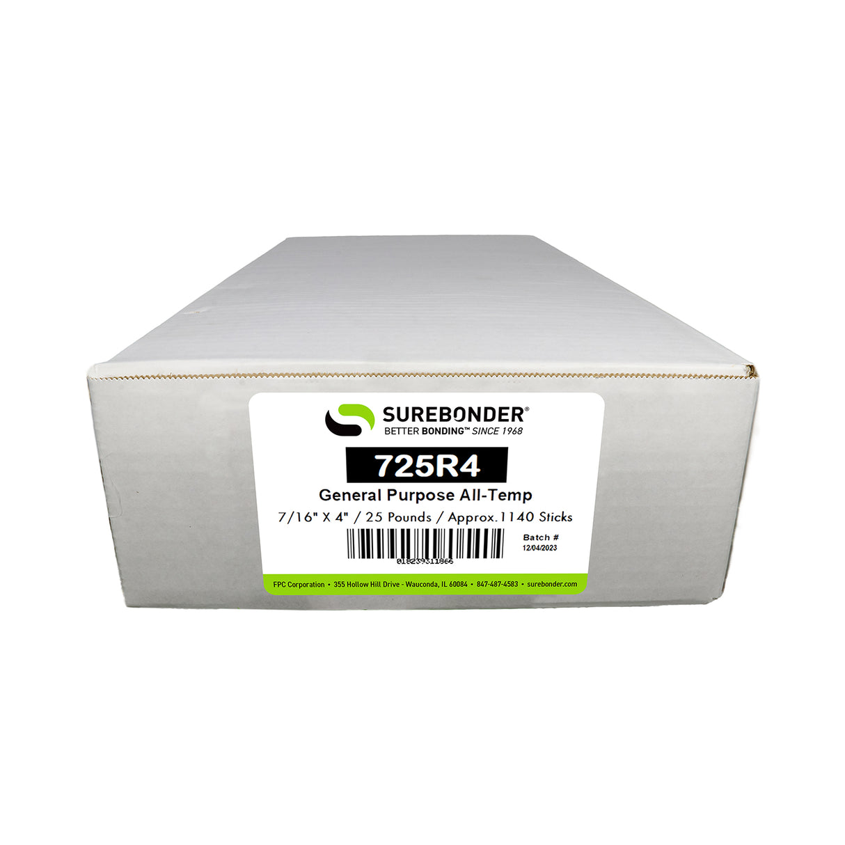 725R4 General Purpose All Temperature Hot Melt Glue Sticks - 7/16" x 4" | 25 lb box