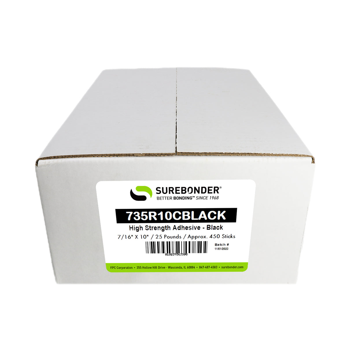 735R10CBLACK High Strength Hot Melt Glue Sticks 7/16" x 10" | 25 lb box