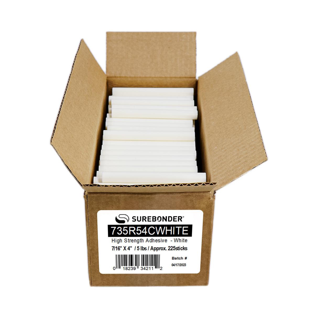 735R54 High Strength Fabric Hot Melt Glue Sticks - 7/16" x 4" | 5 lb box