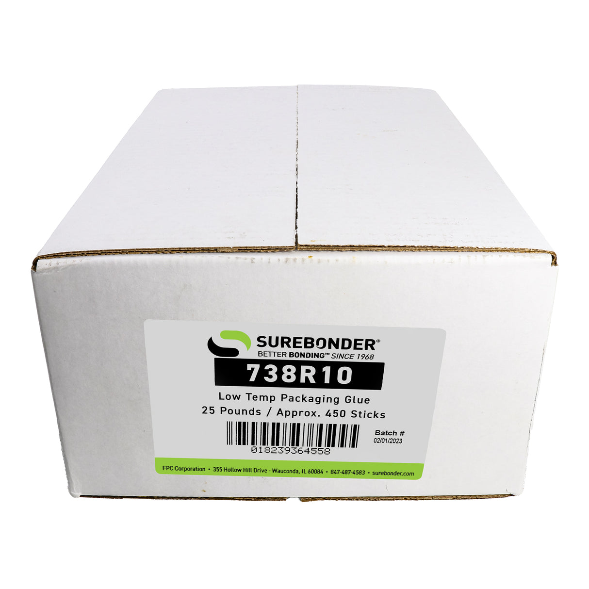 738R10 General Purpose Hot Melt Glue Sticks - 7/16" x 10" | 25 Lb Box - Surebonder