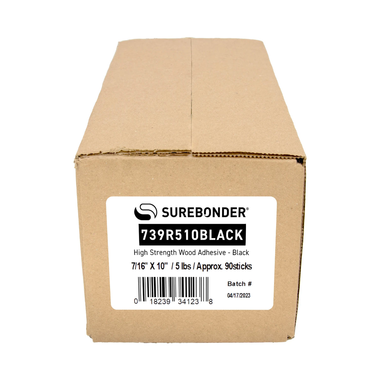 739R510BLACK High Strength Wood Hot Melt Black Glue Sticks - 7/16" x 10" | 5 Lb Box