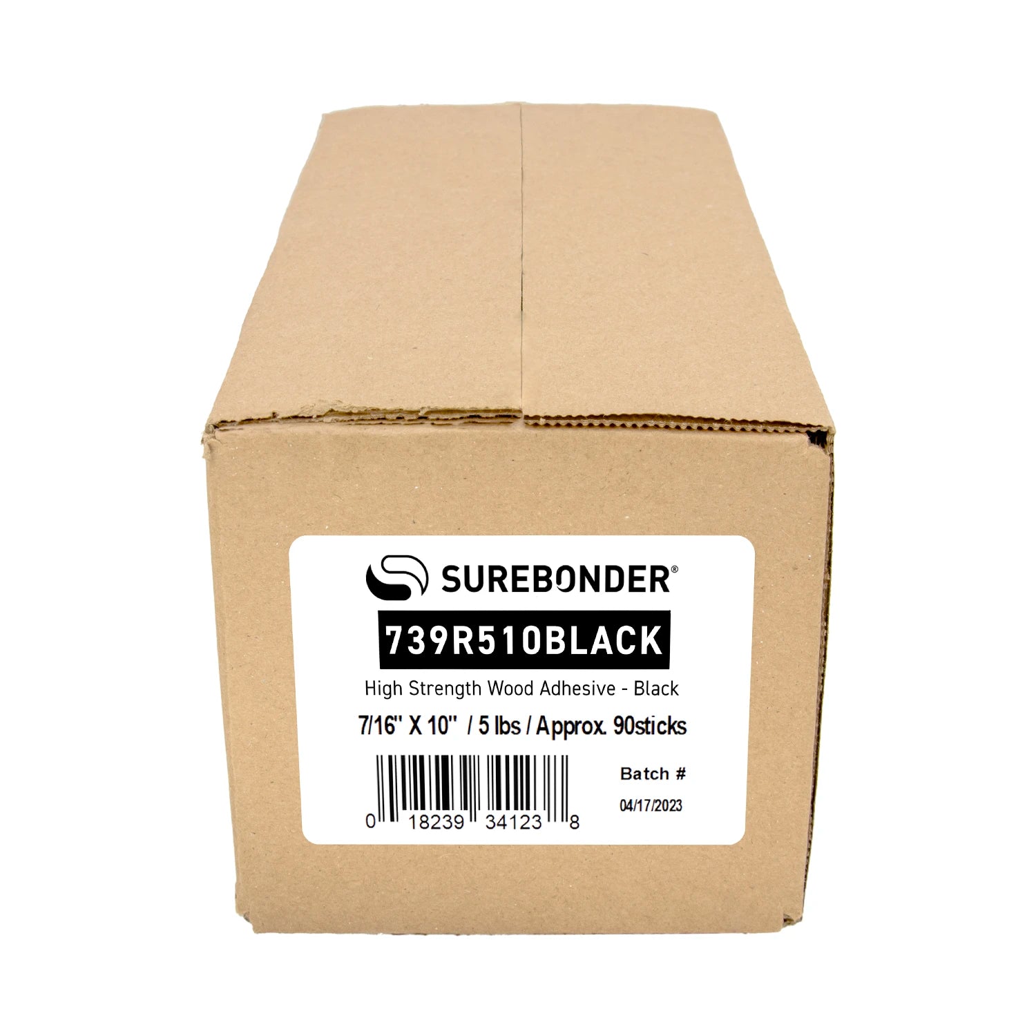 739R510BLACK High Strength Wood Hot Melt Black Glue Sticks - 7/16" x 10" | 5 Lb Box