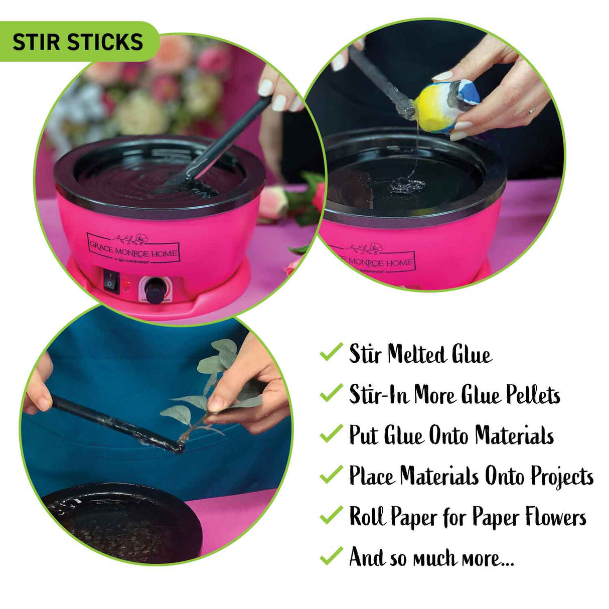 Grace Monroe Home Special Edition Adjustable Temperature Glue Skillet with Stir Sticks