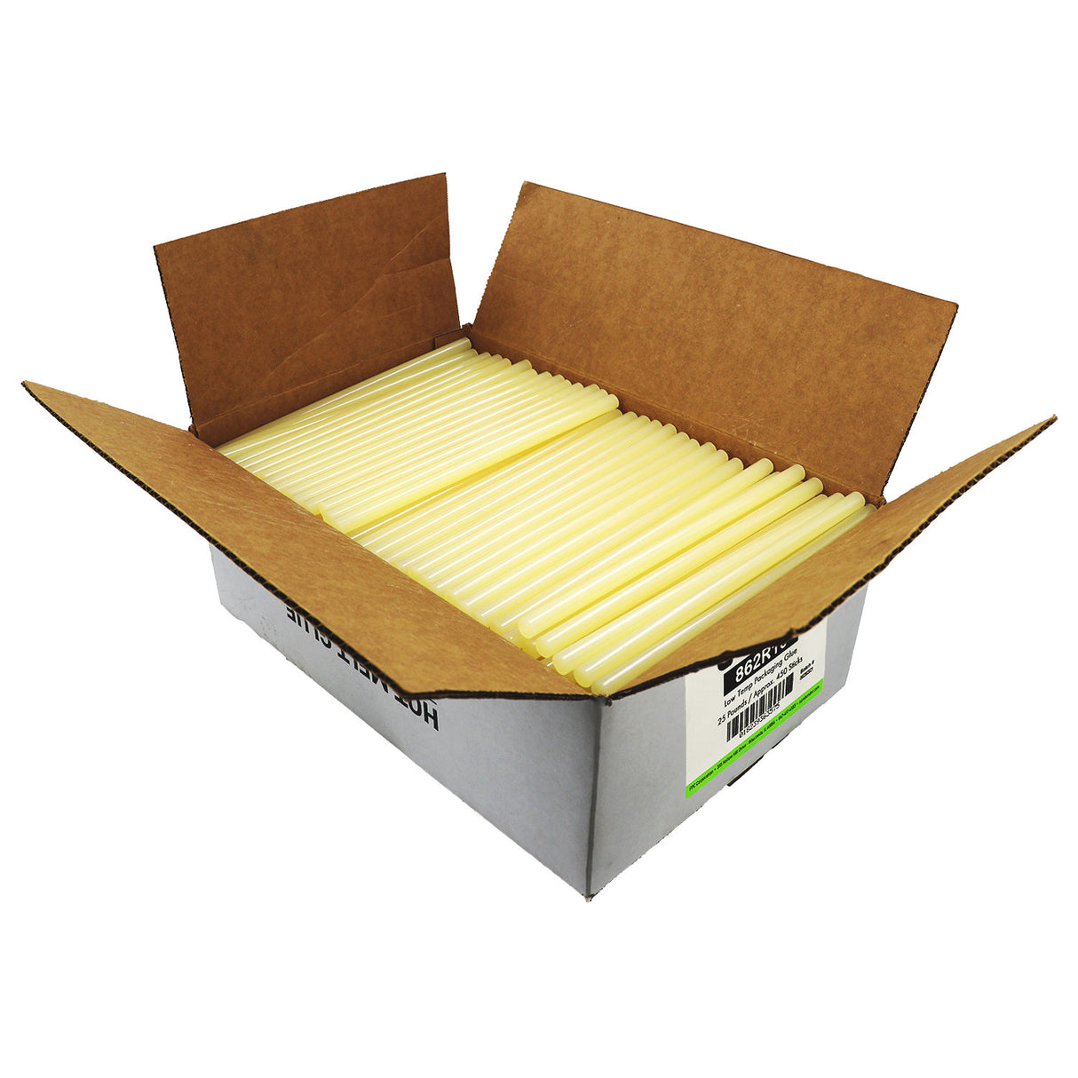 862R10 Low Temperature Packaging Hot Melt Glue Sticks - 7/16" x 10" | 25 Lb Box - Surebonder