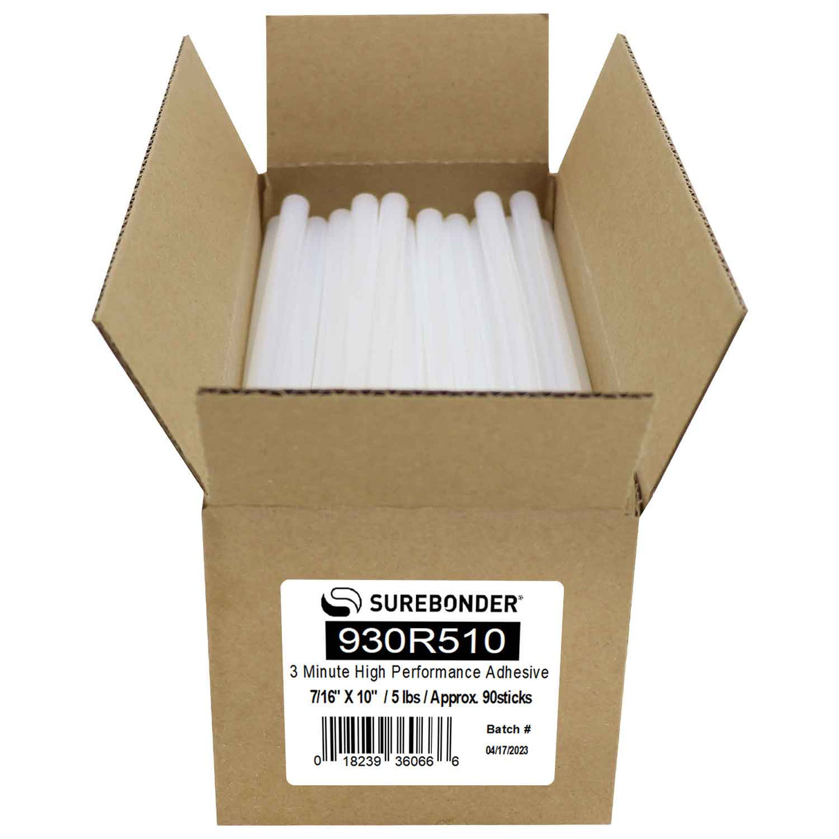 930R10 High Performance 3 Minute Open Time Hot Melt Glue Sticks - 7/16" x 10" | 5 Lb Box