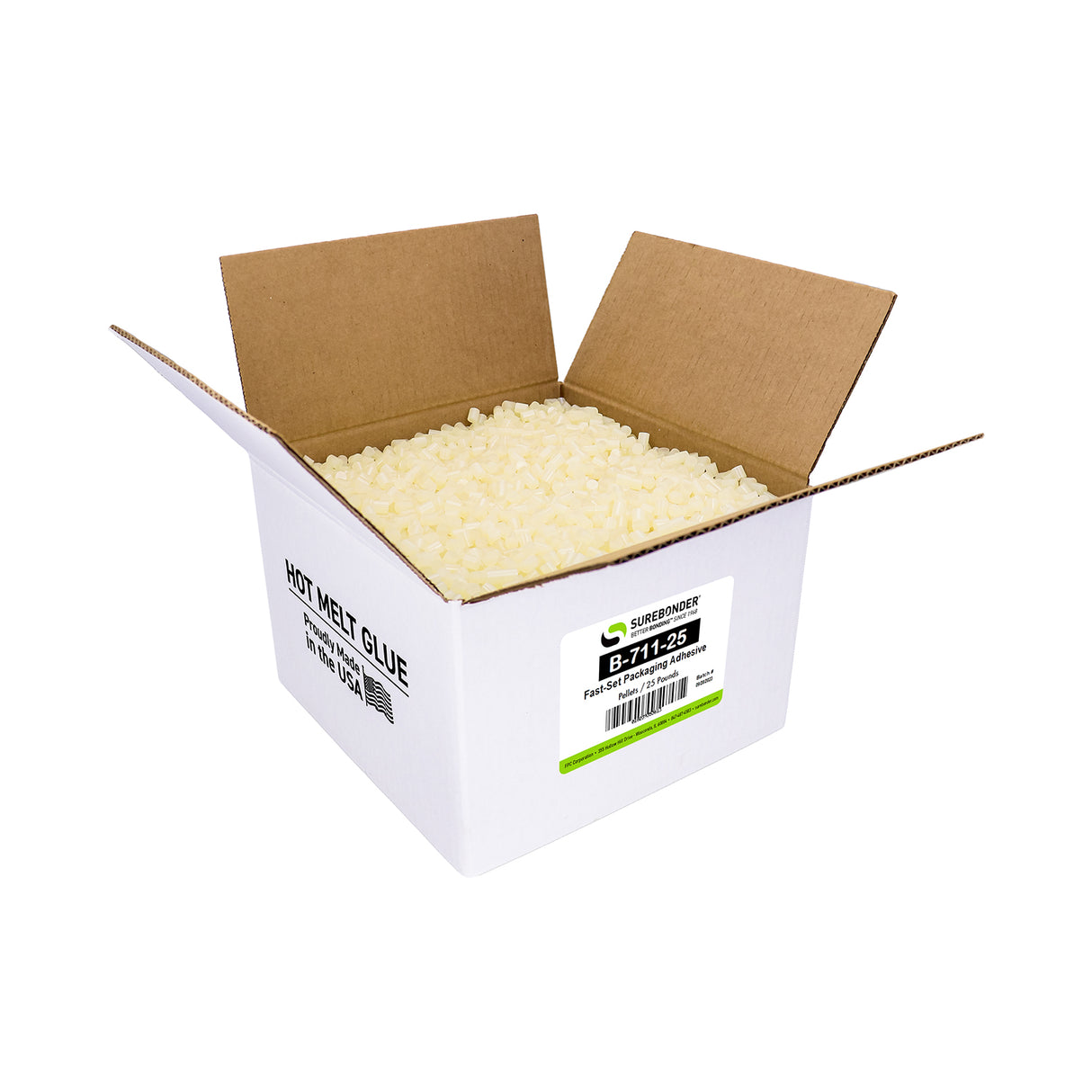 B-711-25 Fast Set Bulk Packaging Hot Melt Glue Pellets | 25 lb box