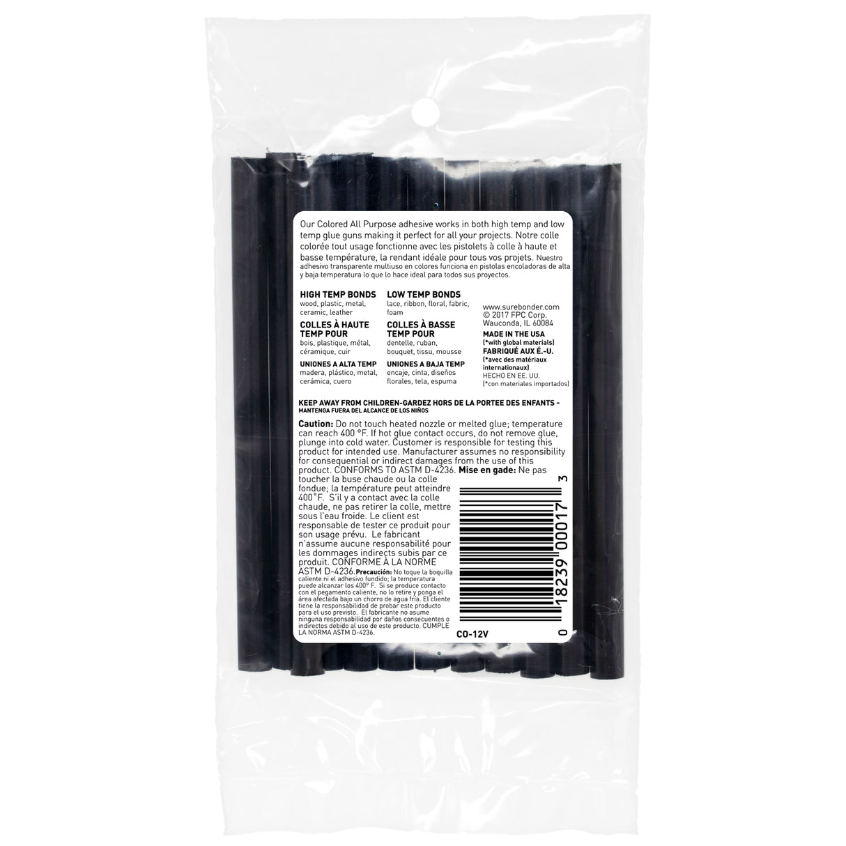 Color Stik 4" Mini Size Black Hot Glue Sticks - 12 Pack