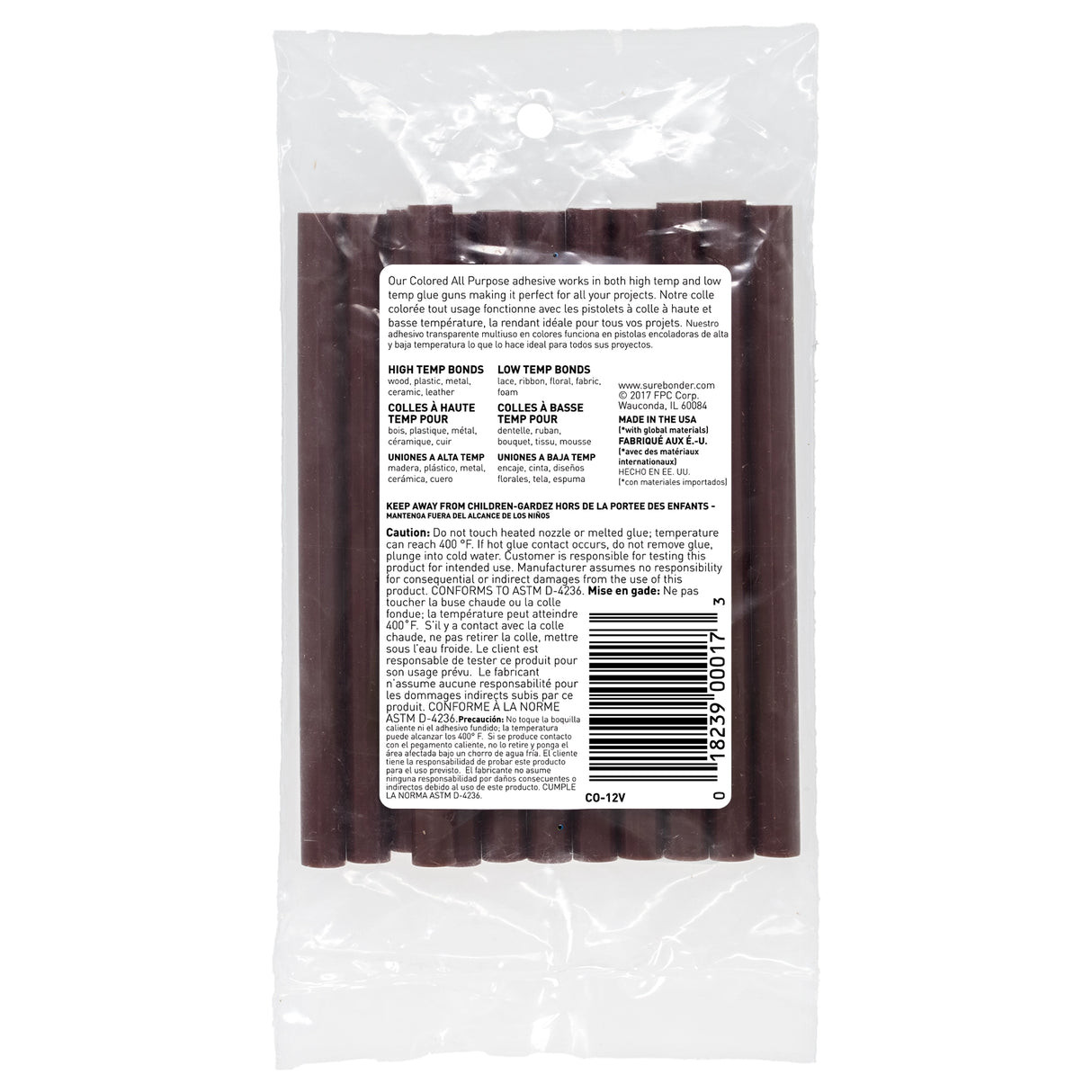 Color Stik 4" Mini Size Brown Hot Glue Sticks - 12 Pack