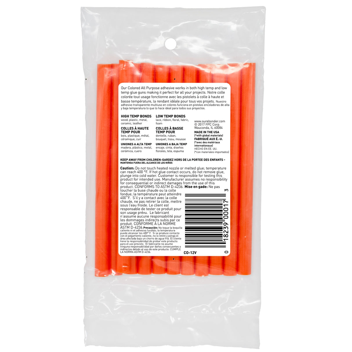 Color Stik 4" Mini Size Orange Hot Glue Sticks - 12 Pack