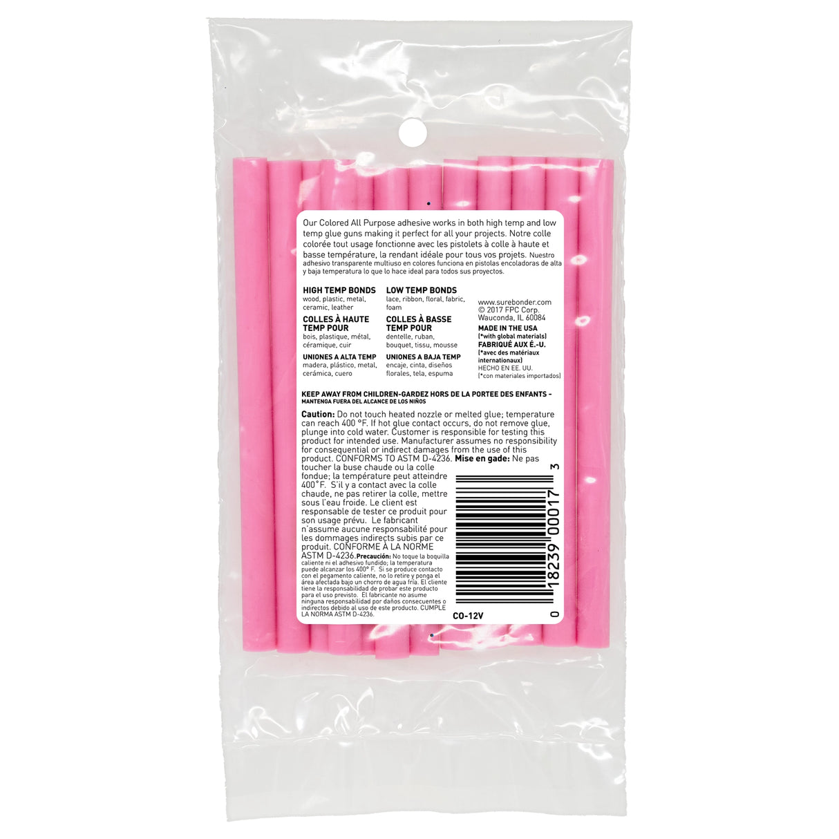 Color Stik 4" Mini Size Pink Hot Glue Sticks - 12 Pack