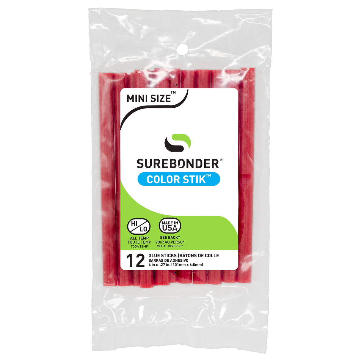 Color Stik 4" Mini Size Red Hot Glue Sticks - 12 Pack