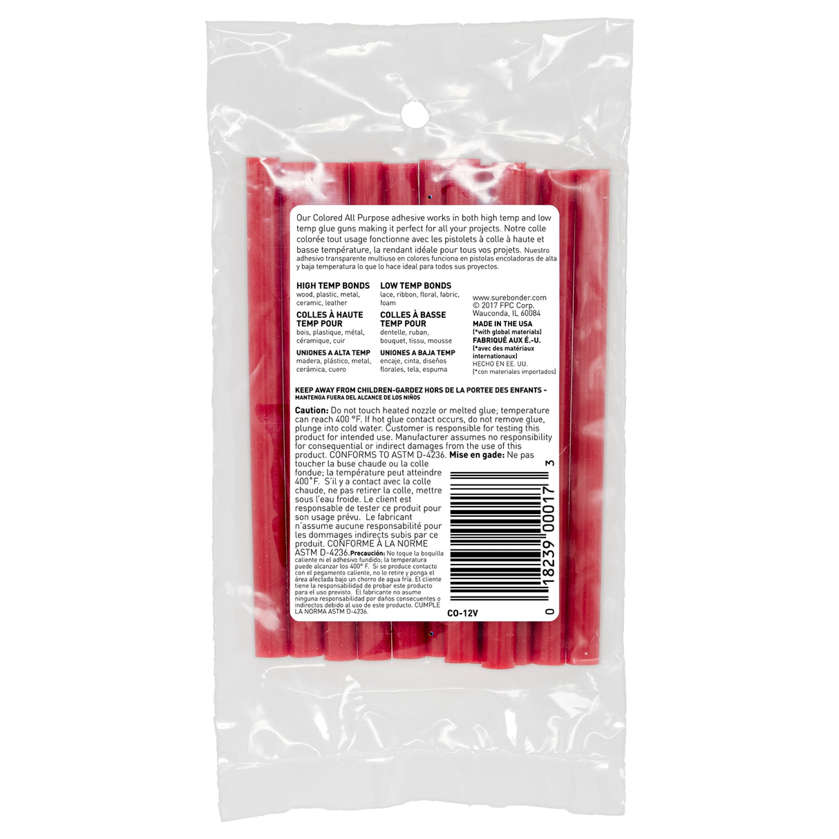 Color Stik 4" Mini Size Red Hot Glue Sticks - 12 Pack