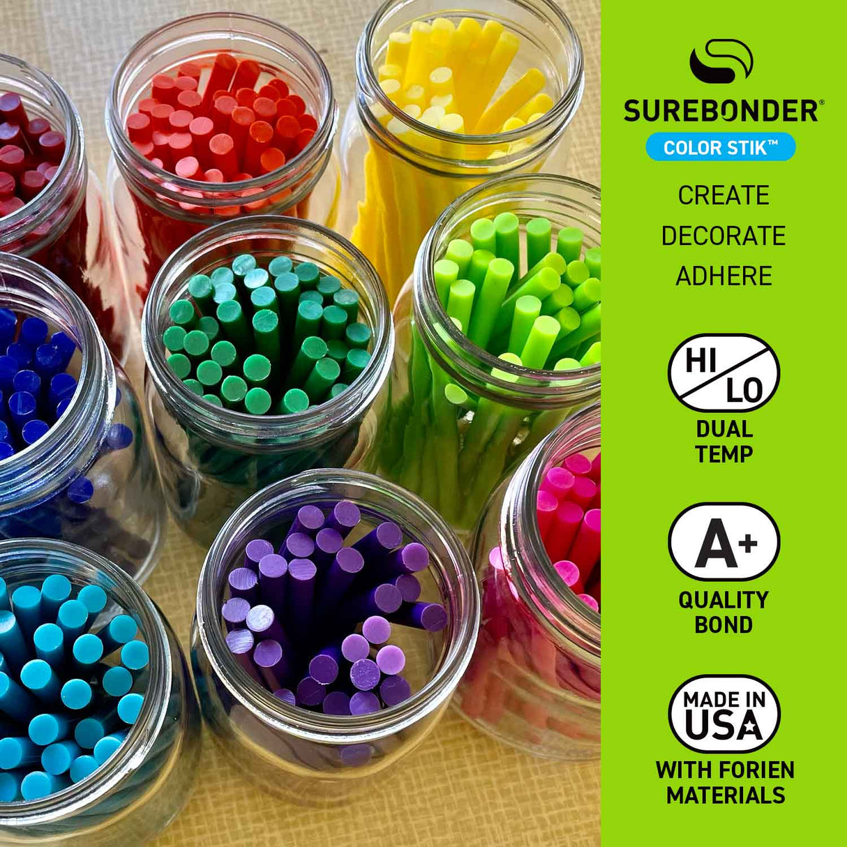 Color Stik 4" Mini Size Variety Hot Glue Sticks - 12 Pack