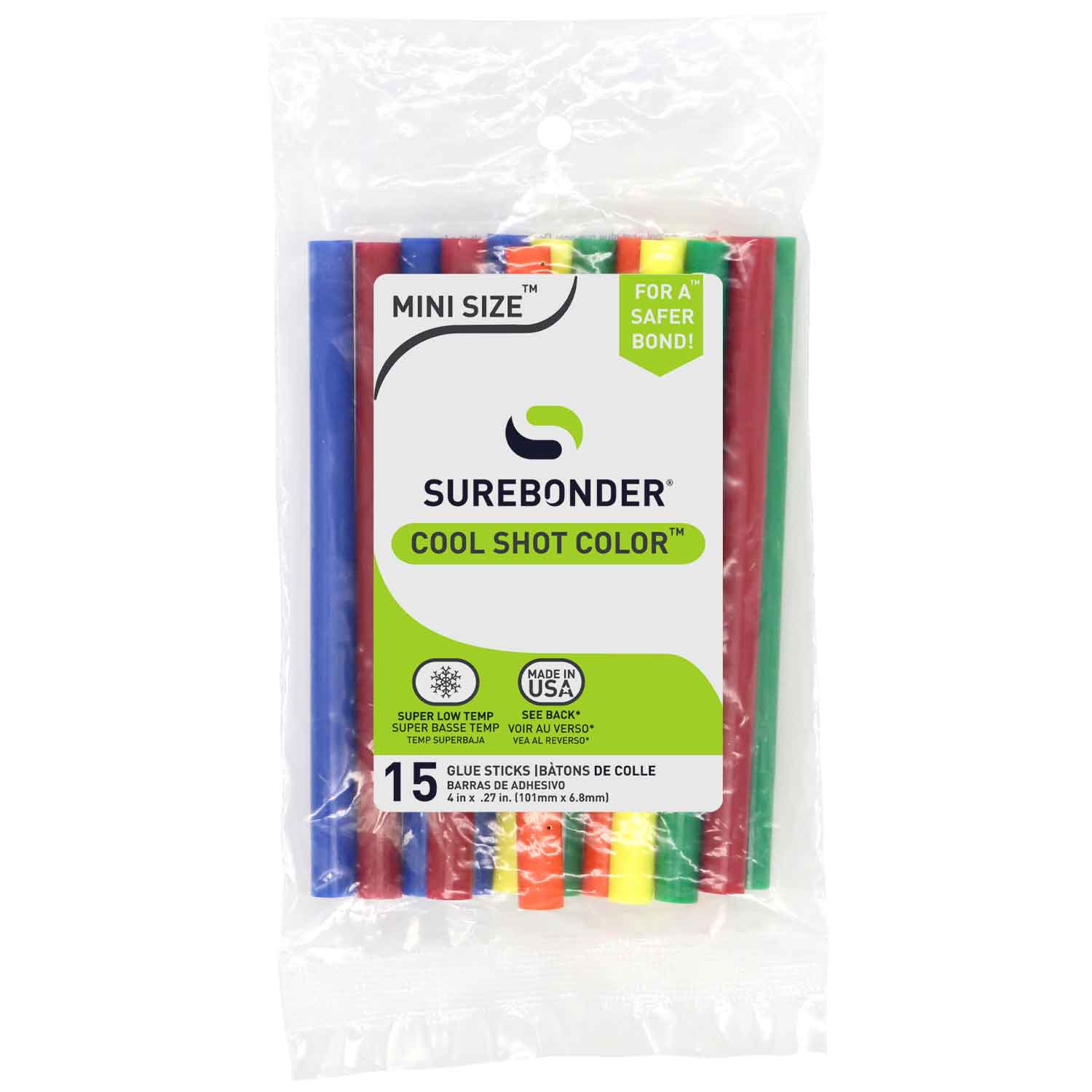 Cool Shot 4" Mini Size Color Hot Glue Sticks - 15 pack