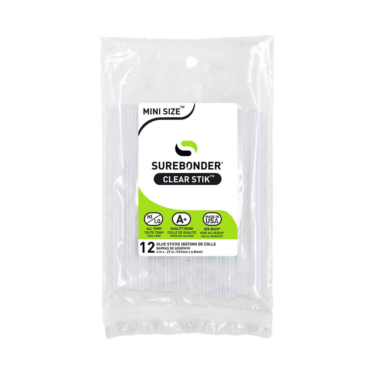 Clear Stik 4" Mini Size All Purpose Hot Glue Sticks - 12 Pack