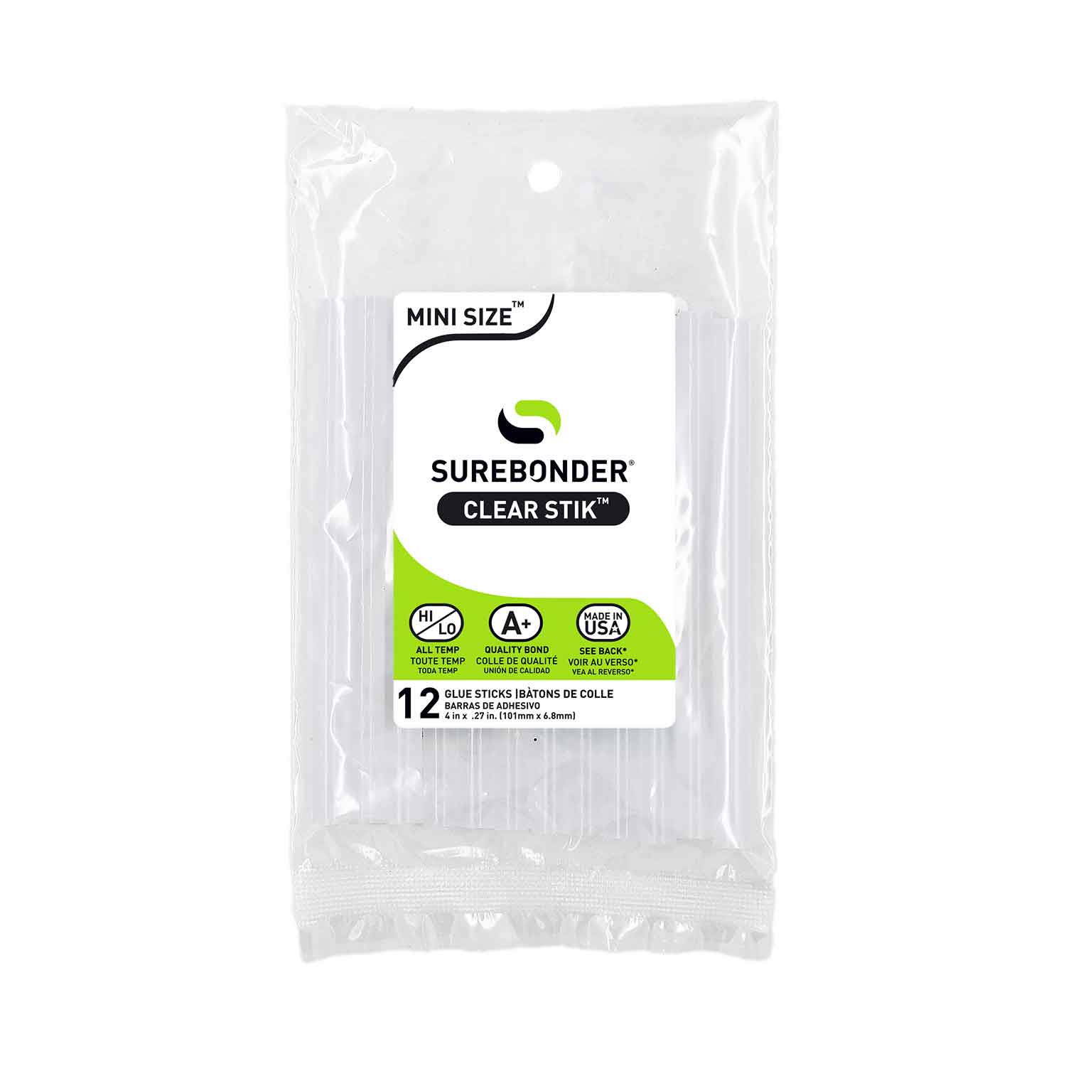 Clear Stik 4" Mini Size All Purpose Hot Glue Sticks - 12 Pack