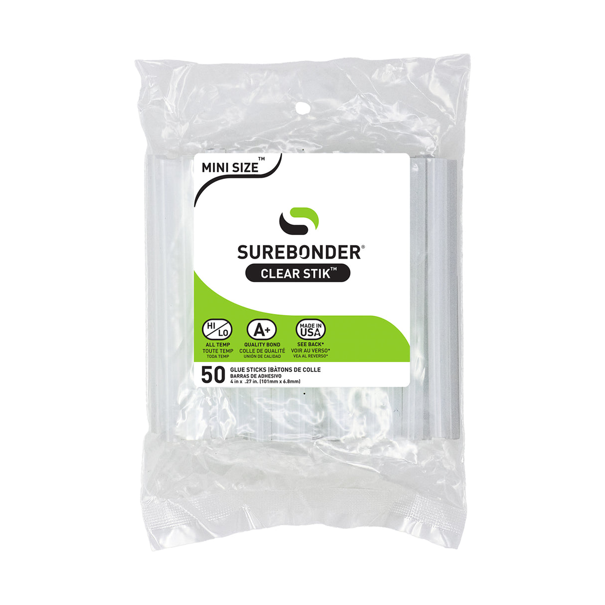 Clear Stik 4" Mini Size All Purpose Hot Glue Sticks - 50 Pack