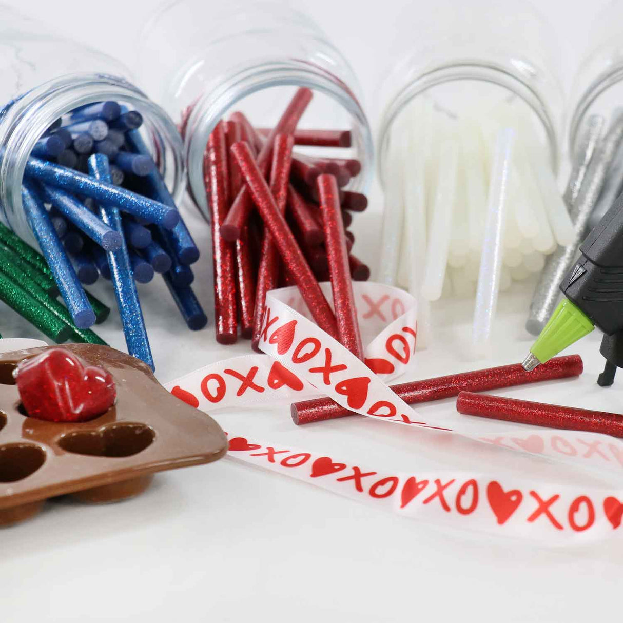 Glitter Stik 4" Mini Size Variety Glitter Hot Glue Sticks - 12 Pack