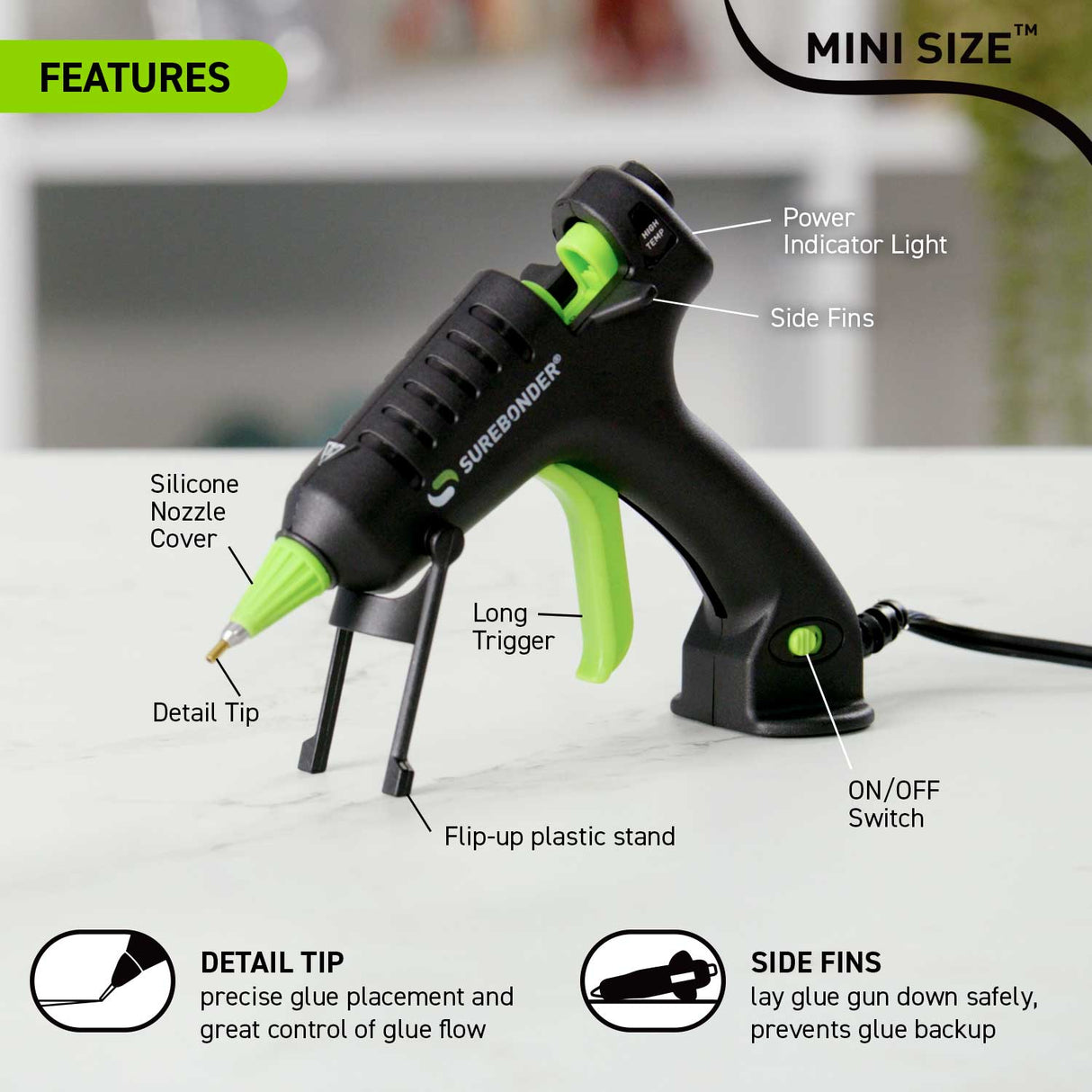 H-195F 20W High Temperature Mini Size Detail Tip Hot Glue Gun