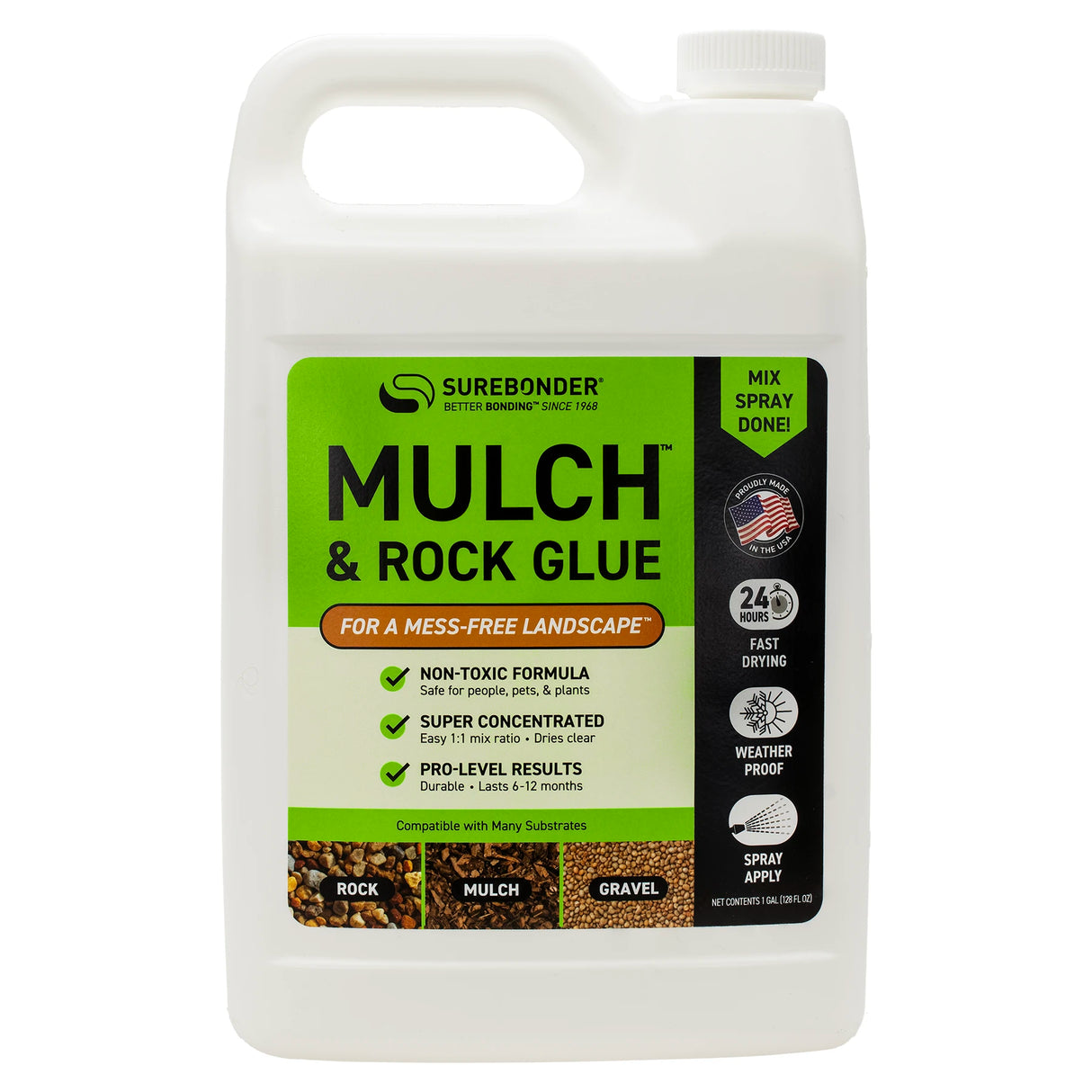 Mulch & Rock Glue 1 Gallon | Outdoor Landscape Adhesive