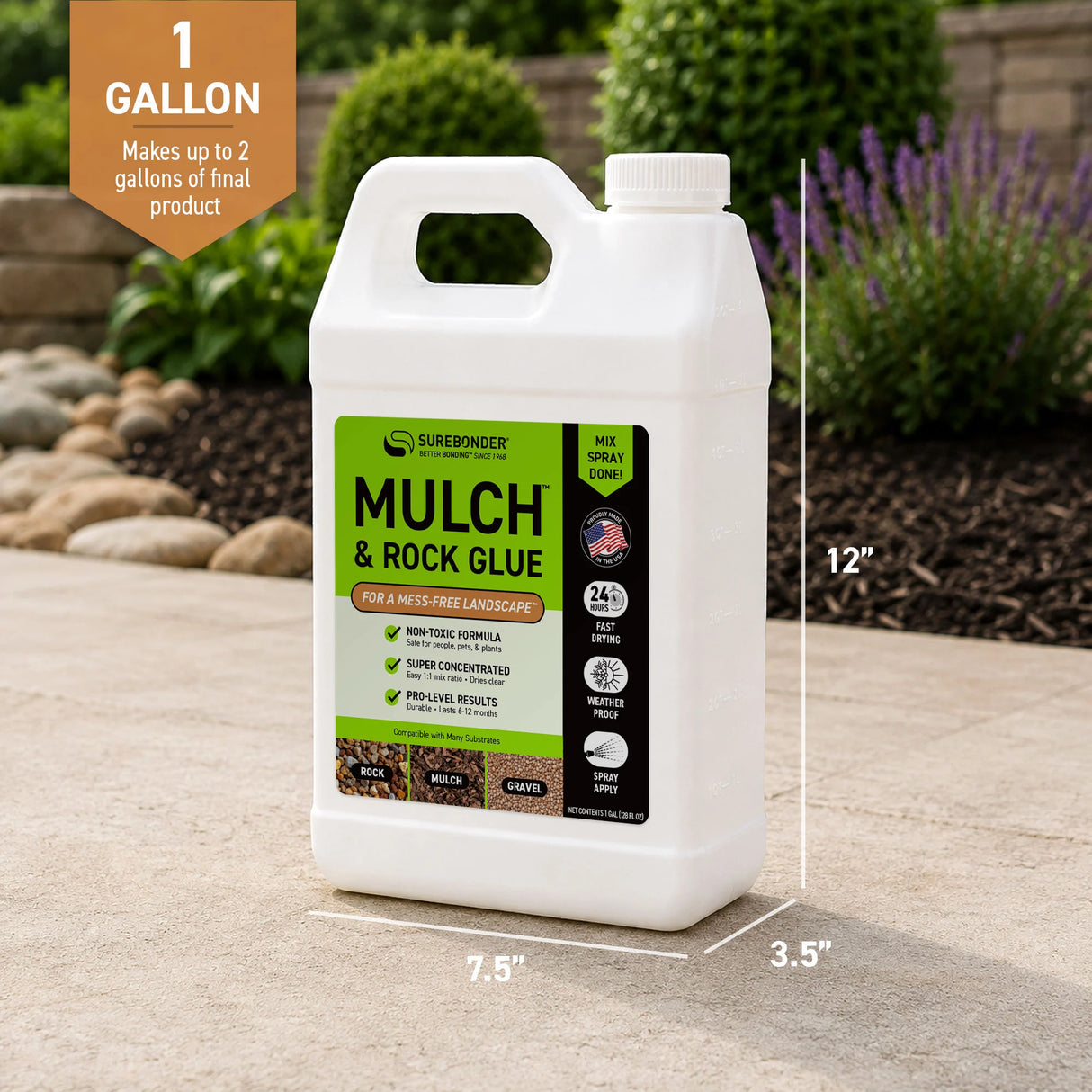 Mulch & Rock Glue 1 Gallon | Outdoor Landscape Adhesive