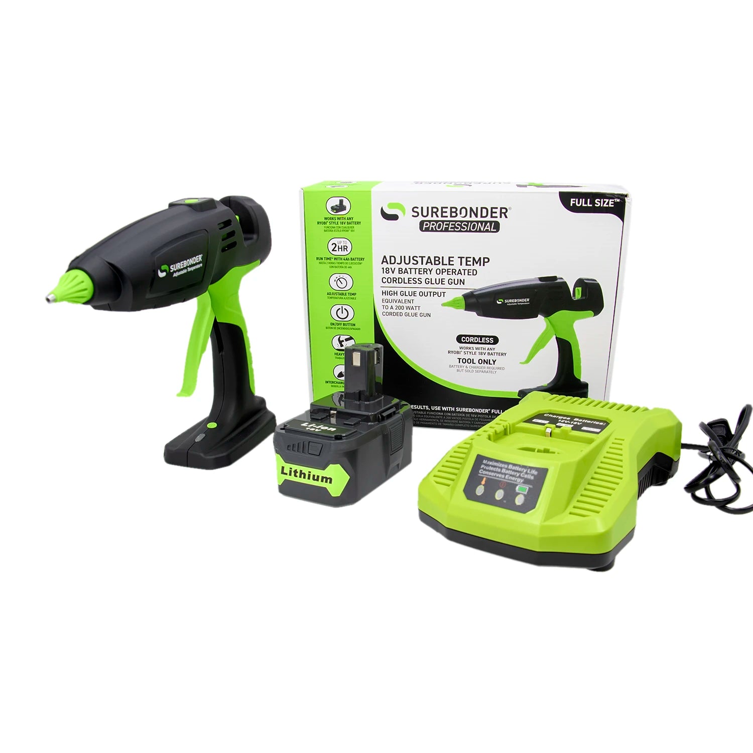 PRO2-200 200W Adjustable Temperature Full Size 18V Cordless Hot Glue Gun Kit