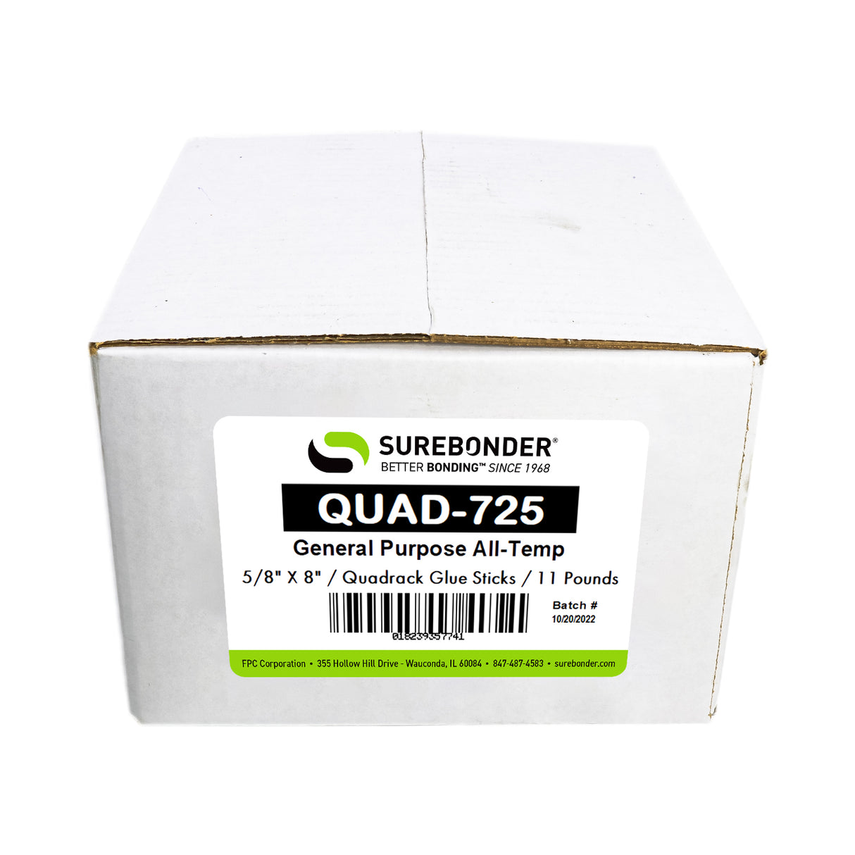 QUAD-725 All Temperature All Purpose Hot Melt Glue Sticks for 3M™ Quadrack Glue Guns - 5/8" x 8" | 11 lb box