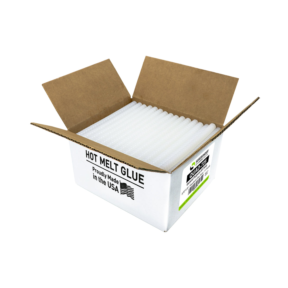 QUAD-725 All Temperature All Purpose Hot Melt Glue Sticks for 3M™ Quadrack Glue Guns - 5/8" x 8" | 11 lb box